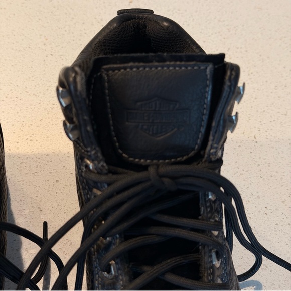 Harley Davidson Tyler Moto Biker Boots Black Leather Lace Up Women’s 38 / US 7 - Picture 6 of 11